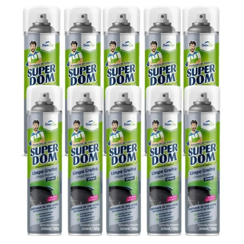 Kit 10 Spray Limpa Grelha Domline Desincrusta Gordura 300ml