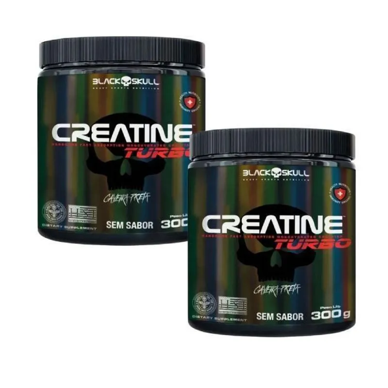 Kit 2 Creatina Turbo Neutro (300G) Black Skull