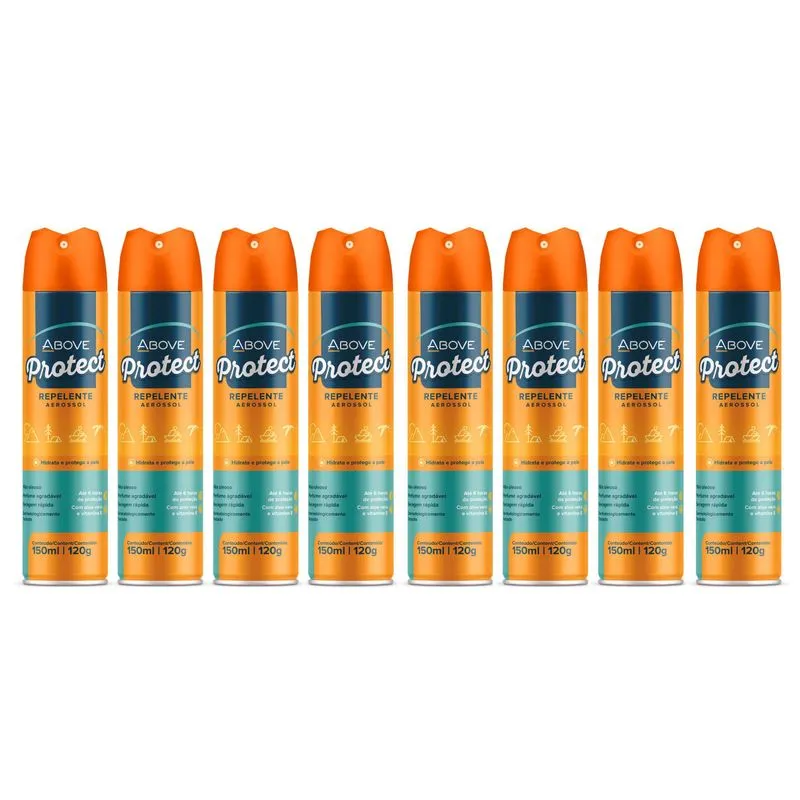 Kit 8 Repelente Aerosol Protect Above Secagem Rápida 150ml