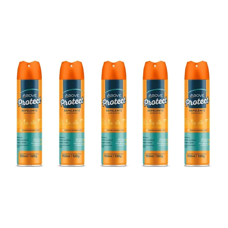 Kit 5 Repelente Aerosol Protect Above Secagem Rápida 150ml