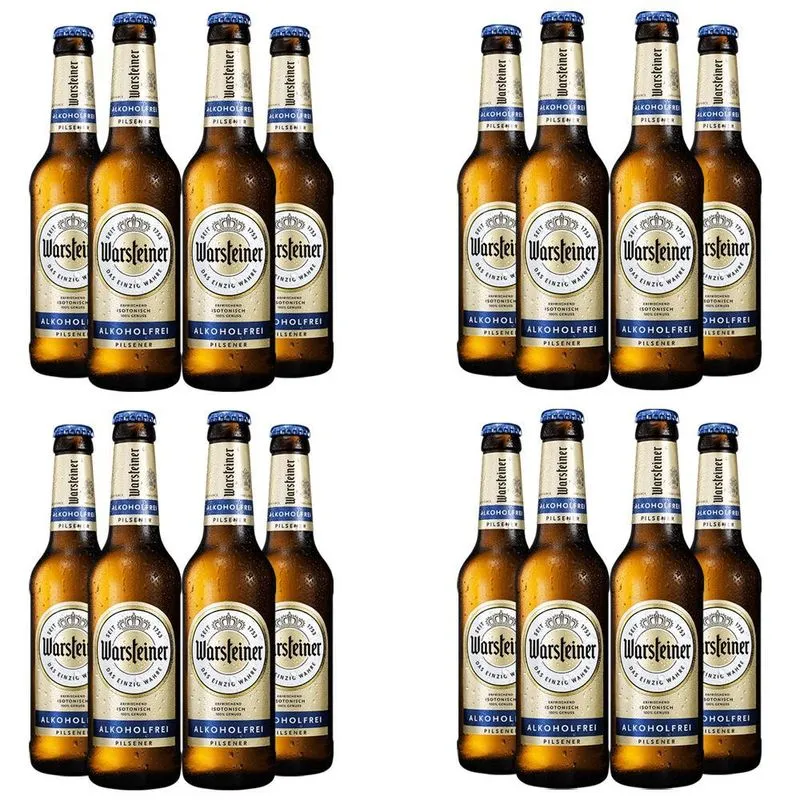 Combo Com 16 Garrafas Cerveja Sem Álcool Warsteiner 330 Ml
