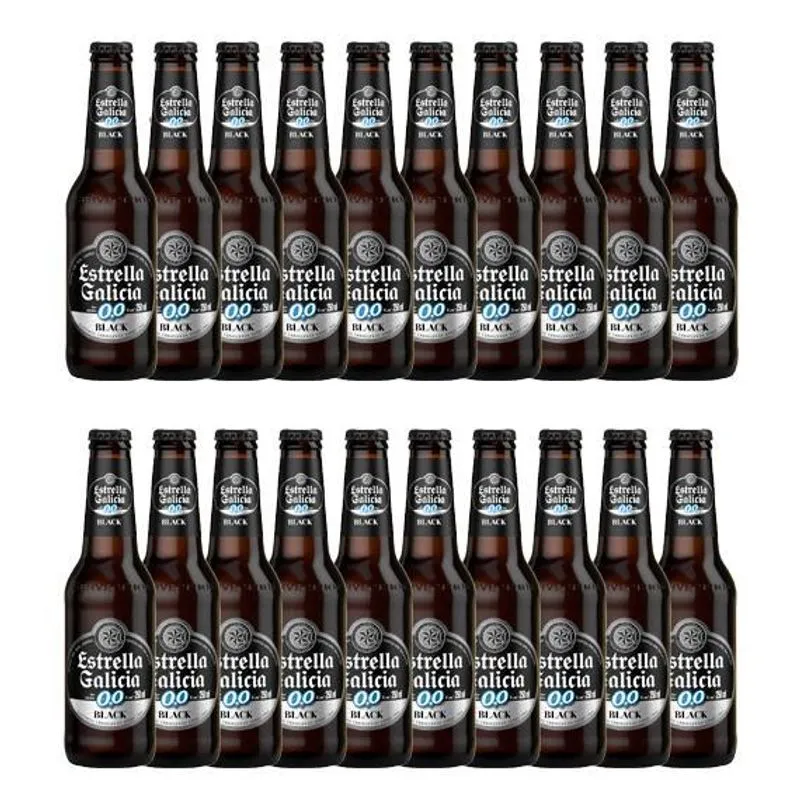 Kit 20 Gfs Cerveja Sem Álcool Estrella Galícia Black 250 Ml