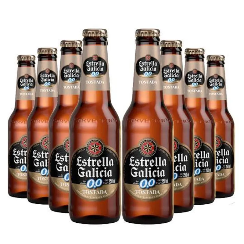 Kit 8 Garrafas Cerveja Sem Álcool Estrella Galícia Tostada