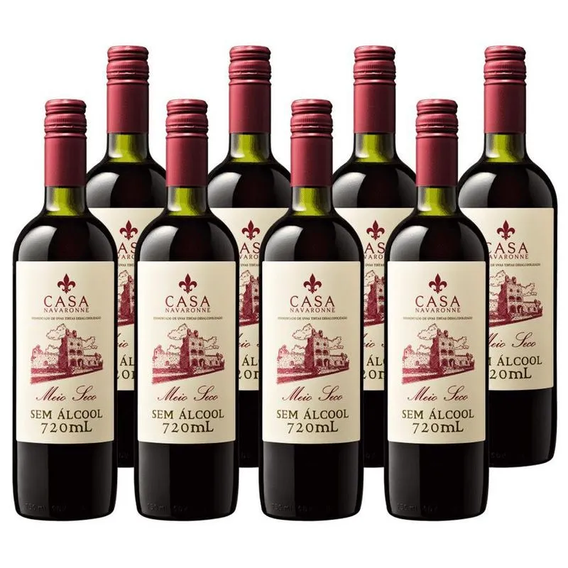 Combo 8 Unid. Vinho Sem Álcool Meio Seco La Dorni 720 Ml
