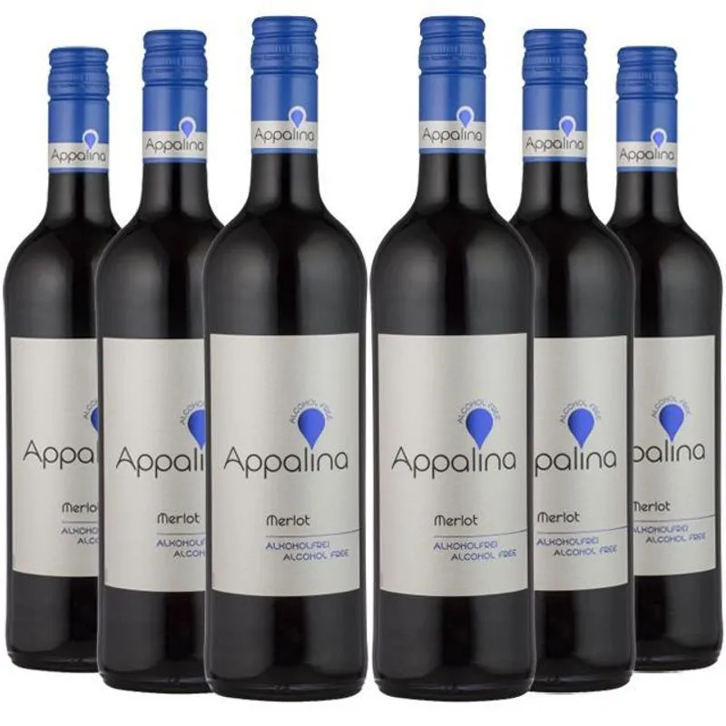 Combo 6 Unid Vinho Sem Álcool Tinto Merlot Appalina - 750 Ml