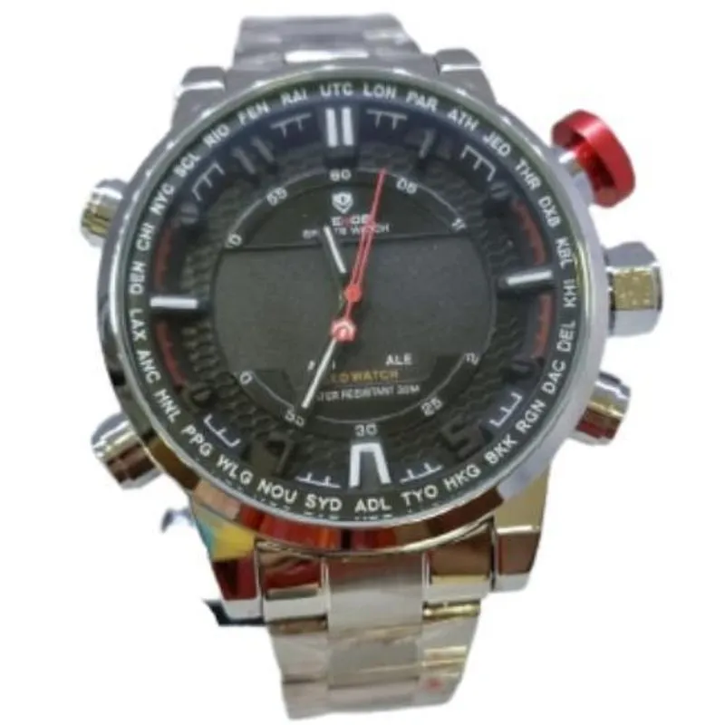 Relógio Weide Led Watch Em Cristal Sport Boton Prata