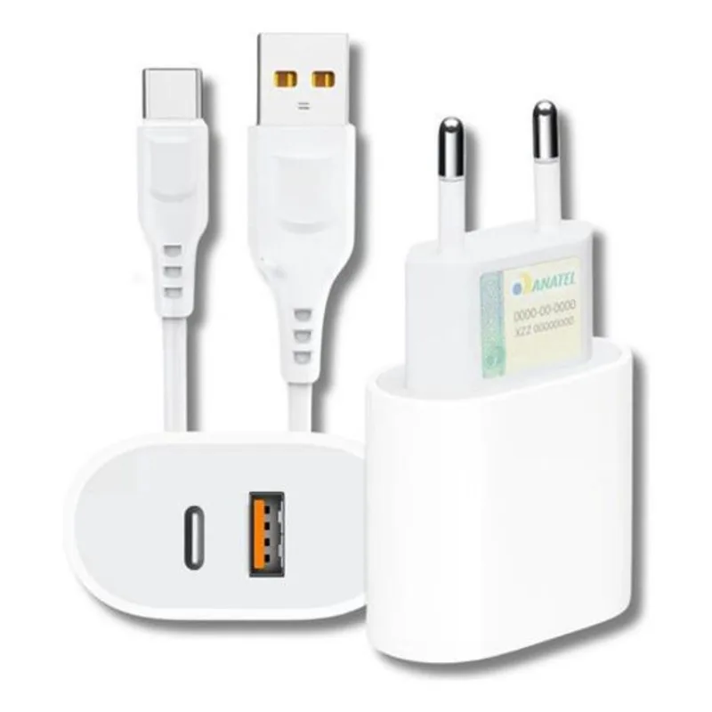Carregador Turbo Tipo C E Usb 40W + Cabo Carregador Tipo-C