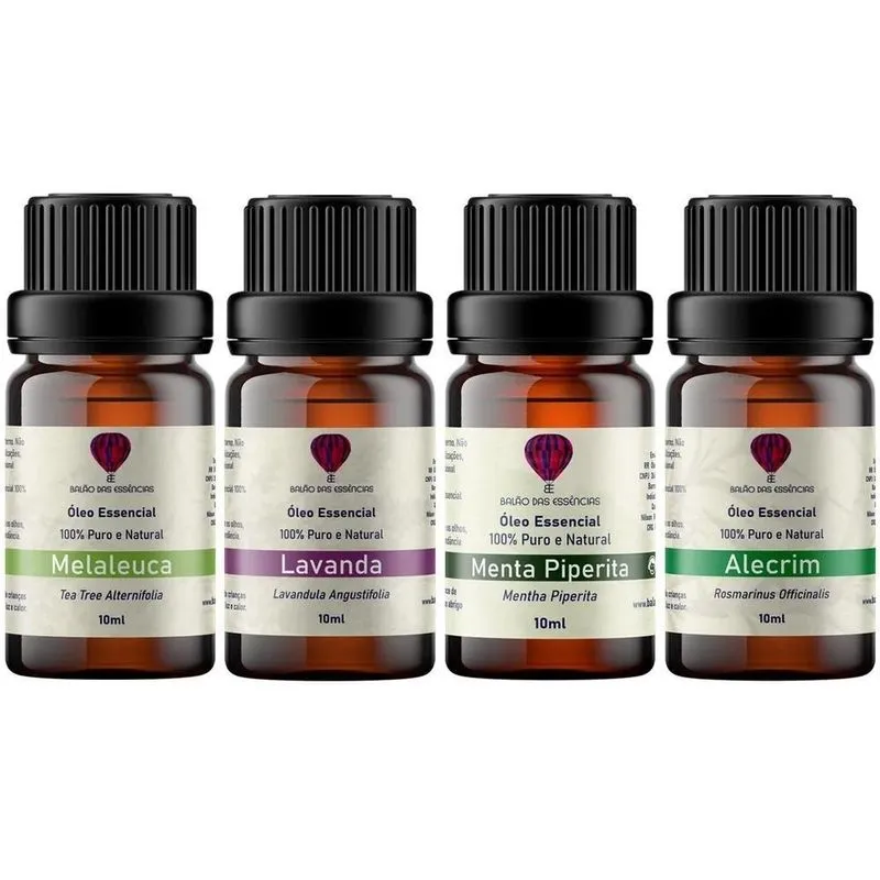 Kit 4 Óleos Essenciais 100% Puros -mais Vendidos-