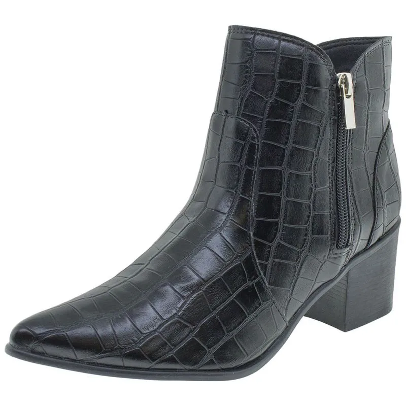 Bota Feminina Cano Baixo Via Uno - 316004 PRETO/CROCO 34