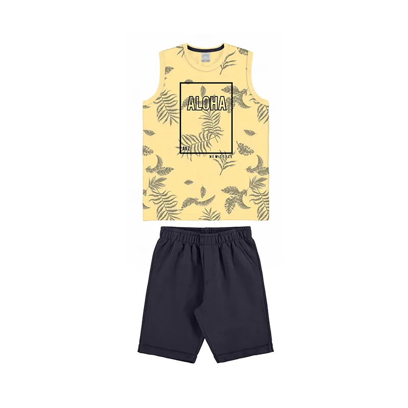 Conjunto Juvenil Menino Com Estampa Aloha 12/16 - 39831-AMARELO-12