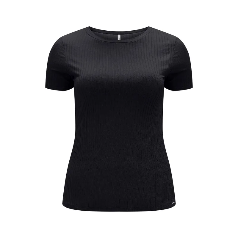 Blusa Lunender Manga Curta Em Malha Canelada Feminina 00459 Preto P