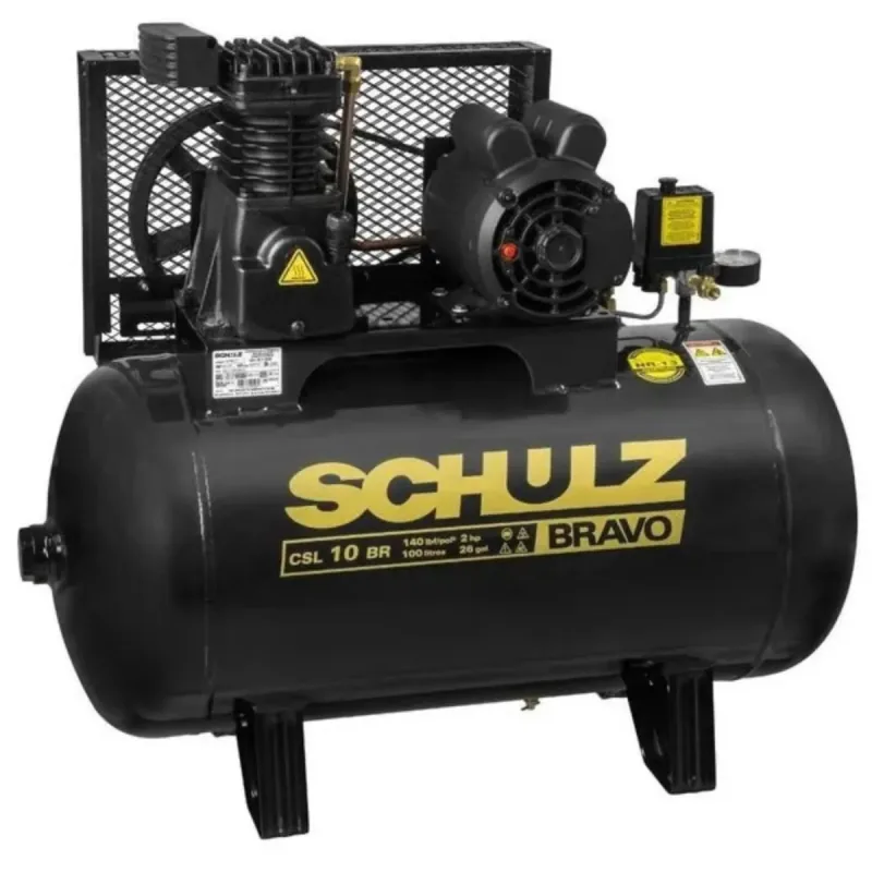 Compressor Schulz - Csl 10br/100 Bravo - 10 Pés 100 Litros 140 Libras 127v Mono