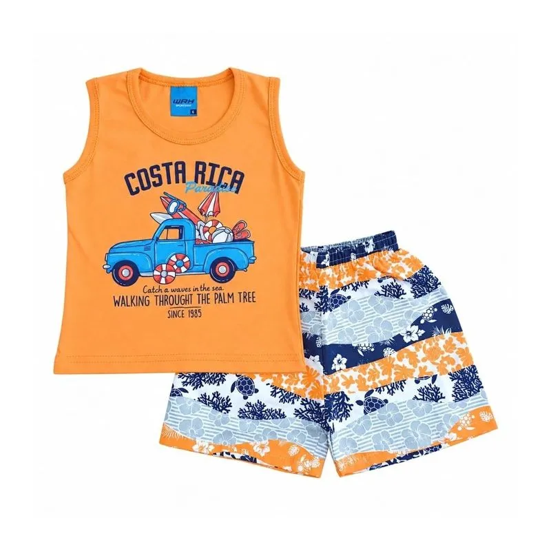 Conjunto Bebê Masculino Regata Costa Rica Coral - WRK P / Coral