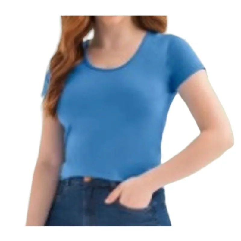 Blusa Feminina Básica Malha Cotton Cereja Rosa