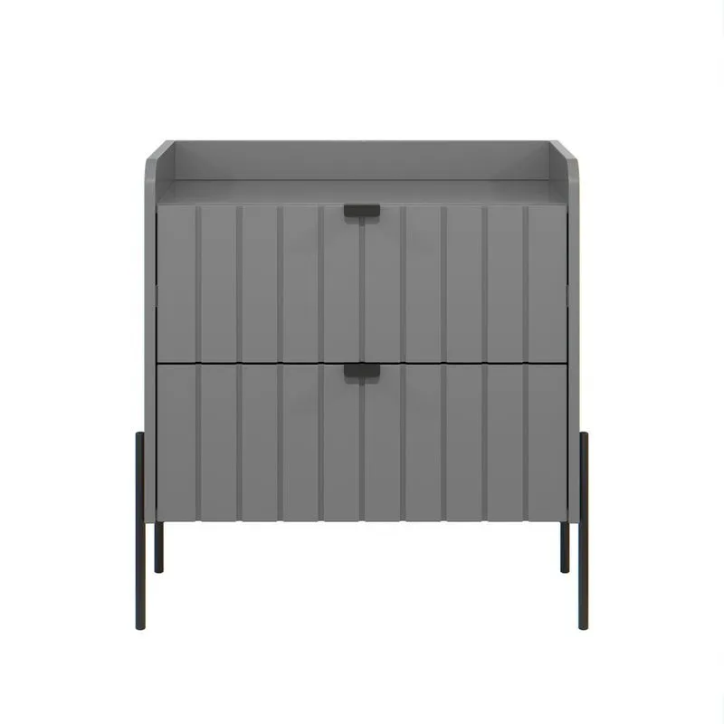 Mesa de cabeceira moderna com gaveta moriah 60cm cinza com pes preto