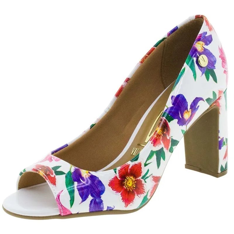 Peep Toe Feminino Salto Alto Vizzano - 1297100 BRANCO/VERMELHO 38