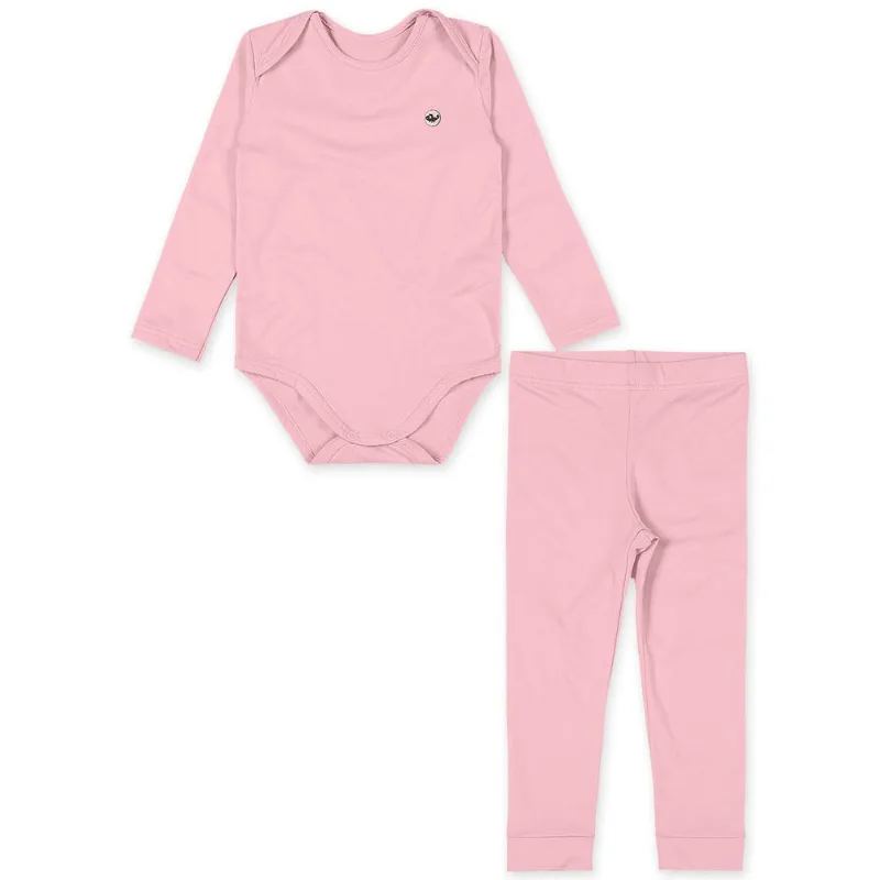 Conjunto Longo Básico Bebê Com Tecnologia Thermo Dry Malha Menina/Menino Marisol Rosa RN