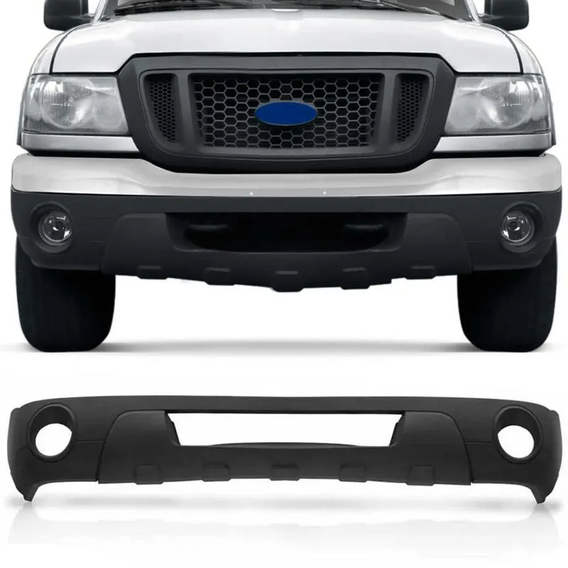 Saia Spoiler Para-choque Ford Ranger 2005 2006 2007 2008 2009 Cinza sem Furo para Milha