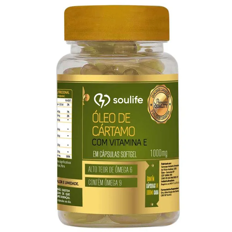 Óleo de Cártamo com Vitamina E 1000mg - Soulife