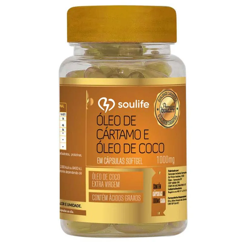 Óleo de Cártamo Com Coco 1000mg - Soulife