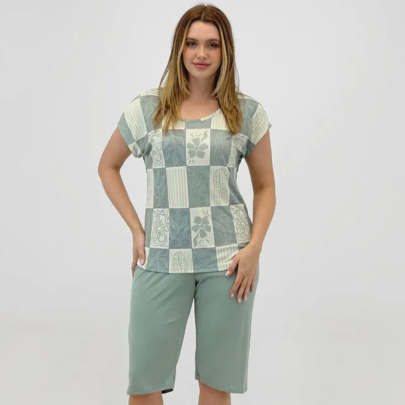 Pijama Recco Microfibra Manga Curta com Corsário Feminino