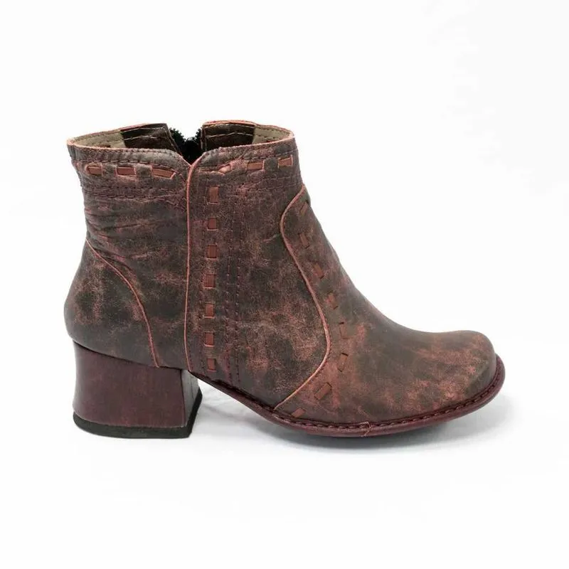 Bota JGean DB0027 Couro Natural Rústico Bordo numeração especial