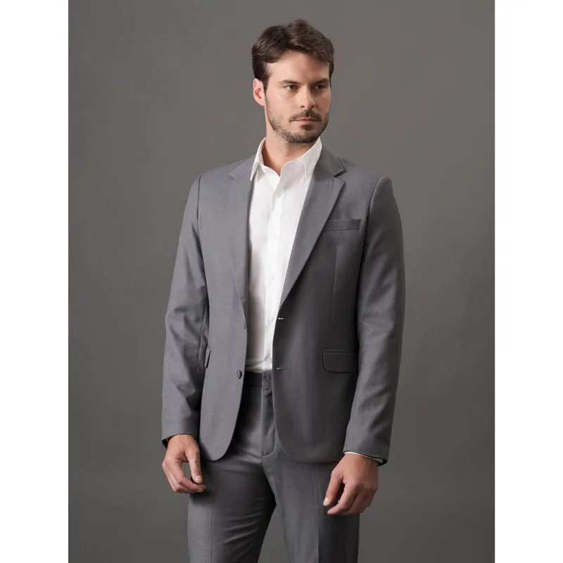 Costume Masculino Essentials Slim Abotoamento Simples Calvin Klein - Cinza Médio Costume Masculino Essentials Slim Abotoamento Simples Calvin Klein Cinza Médio 52