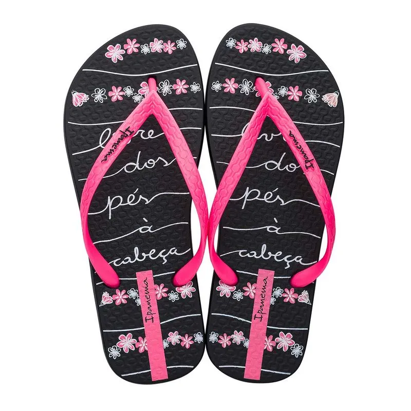 Chinelo Ipanema Feminino Only Preto/Rosa Neon 35