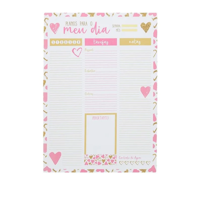 Planner Stz Meu Dia Corações Rosa