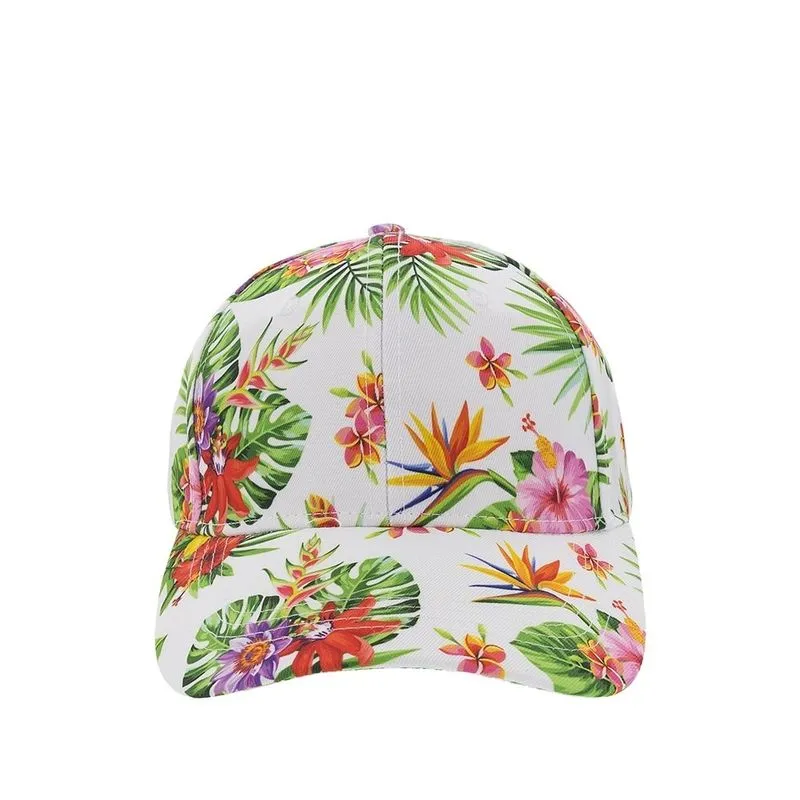 Boné Stz Aba Curva Floral Branco