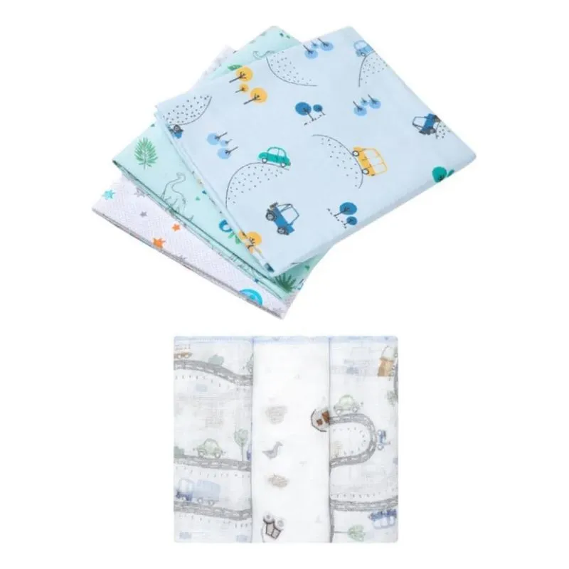 Kit 3 Cueiro Flanelado + 3 Fraldas Babetes Pano De Boca Bebê
