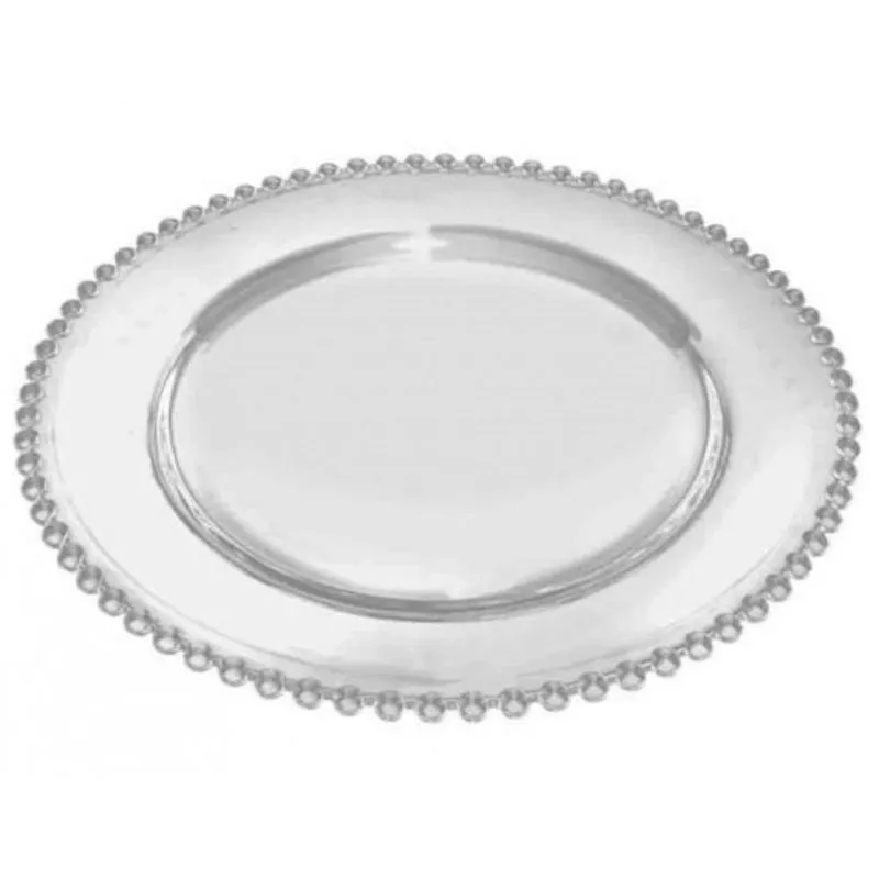 Jogo 6 Pratos Sobremesa Cristal Borda Coração 20cm - Lyor