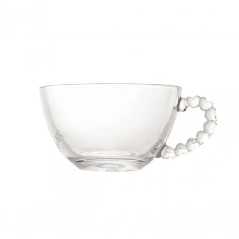 Jogo 6 Xícaras Cha De Cristal Coração 200 Ml - Lyor