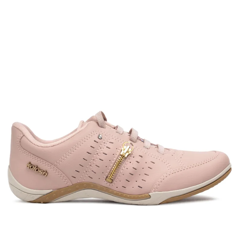 Tênis Feminino Kolosh Casual Zíper Rosa Claro - 36