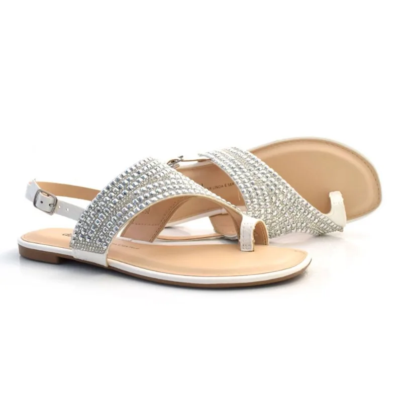 Sandália Rasteira Feminina Dakota Branco Z6522 35