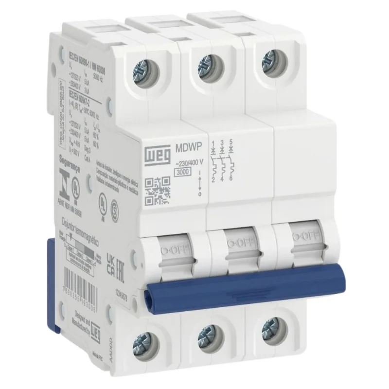 Disjuntor 3P 4A Curva C 3KA 230V MDWP-C4-3 15265743 Weg - WEG