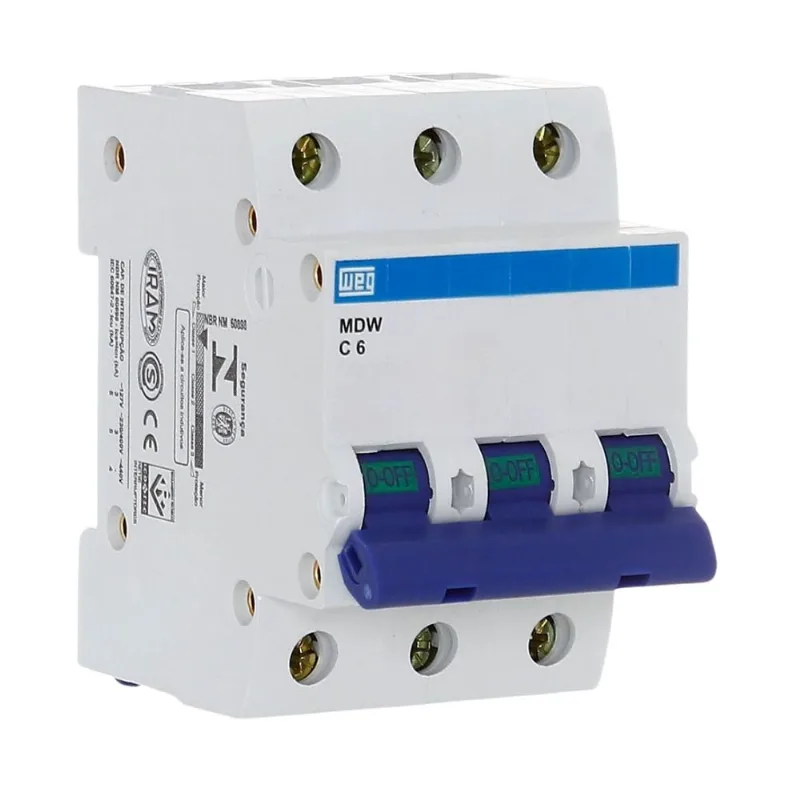 Disjuntor 3P 6A Curva C 3KA 230V MDWP-C6-3 15265744 Weg - WEG