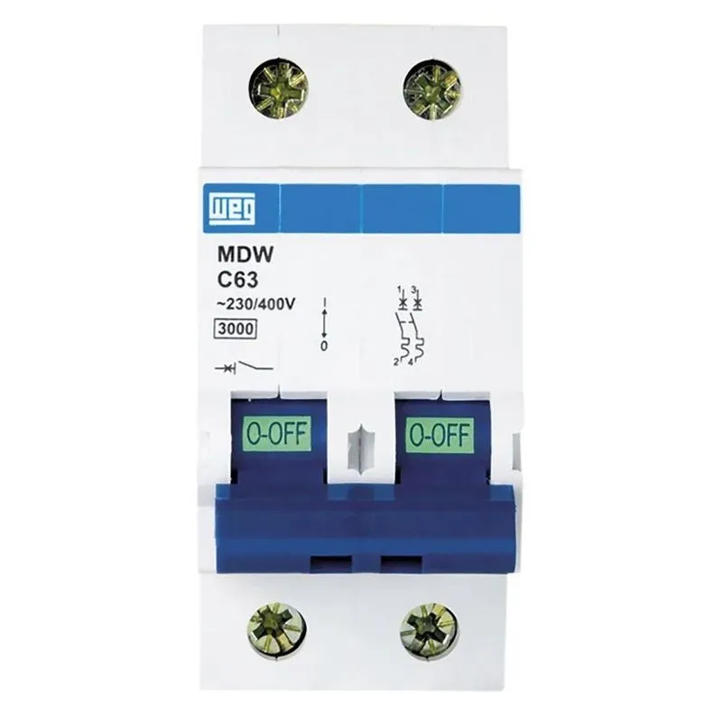 Disjuntor Bipolar Weg Din Curva B 16a 3ka Com Proteção Bivolt Weg