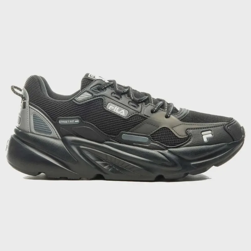 Tênis Casual Masculino Street Fit Preto Branco Grafite Fila F01AT017-112