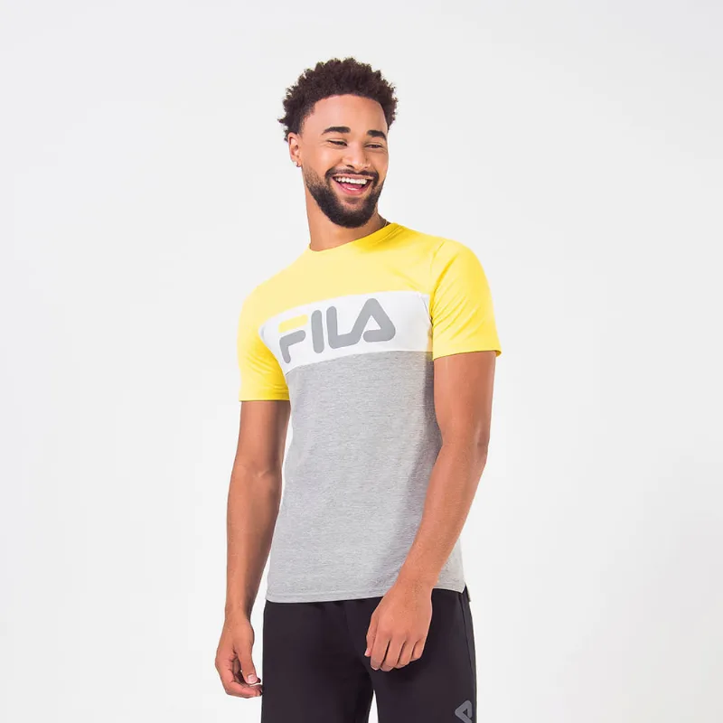 Camiseta Letter Colors Masculina Yellow/Branco/Melange M