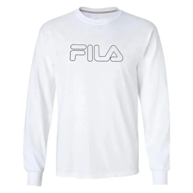 Camiseta Manga Longa Masculina Fila Letter Outline M / Branco