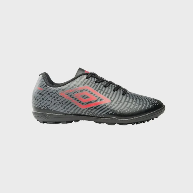 Chuteira Umbro Fast Jr Society Infantil Preto Vermelho Grafite