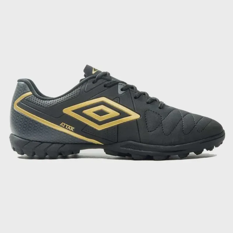 Chuteira Masculina Society Attak Eternal Preto Dourado Umbro U01FB072-198