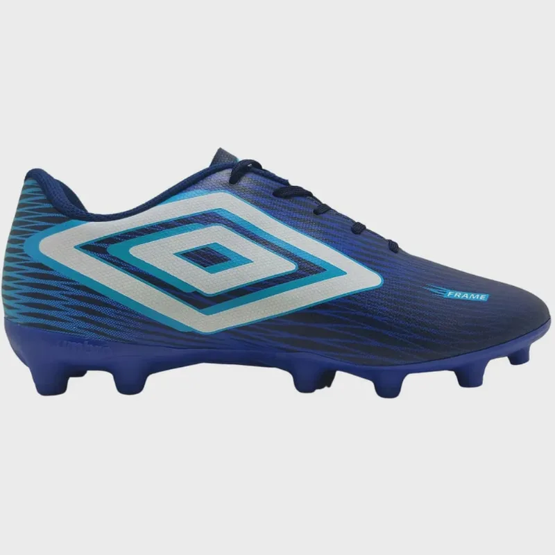 Chuteira Umbro Frame Campo Masculina Marinho Branco Scuba Blue