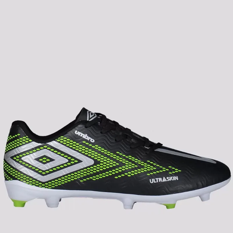 Chuteira Campo Umbro Ultraskin Unissex - Preto + Verde