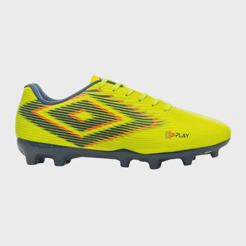 Chuteira Umbro Play Campo Masculina Limao Marinho Coral
