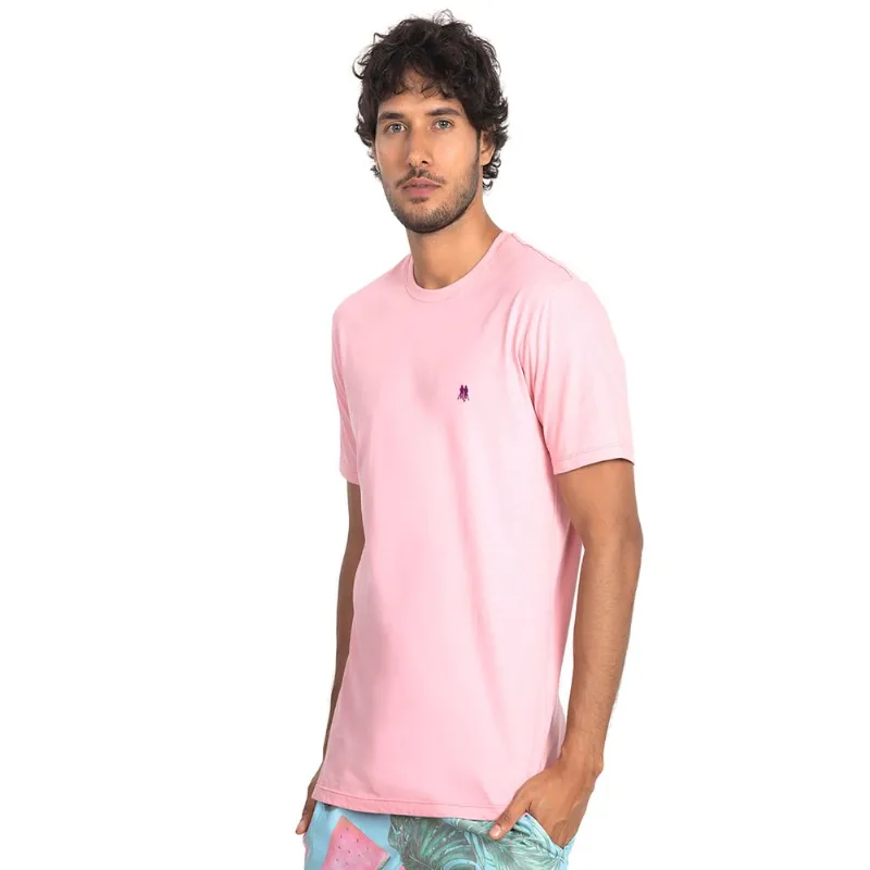 Camiseta Masculina Gola Careca Polo Wear Rosa Claro P
