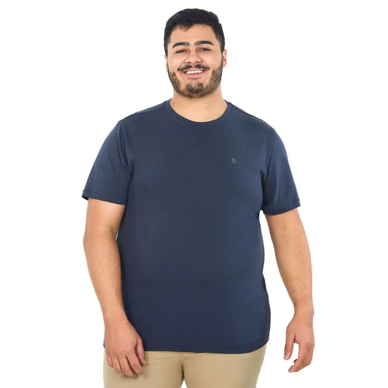 Camiseta Masculina Over Gc Bordado Cinza Polo Wear Azul Escuro G2
