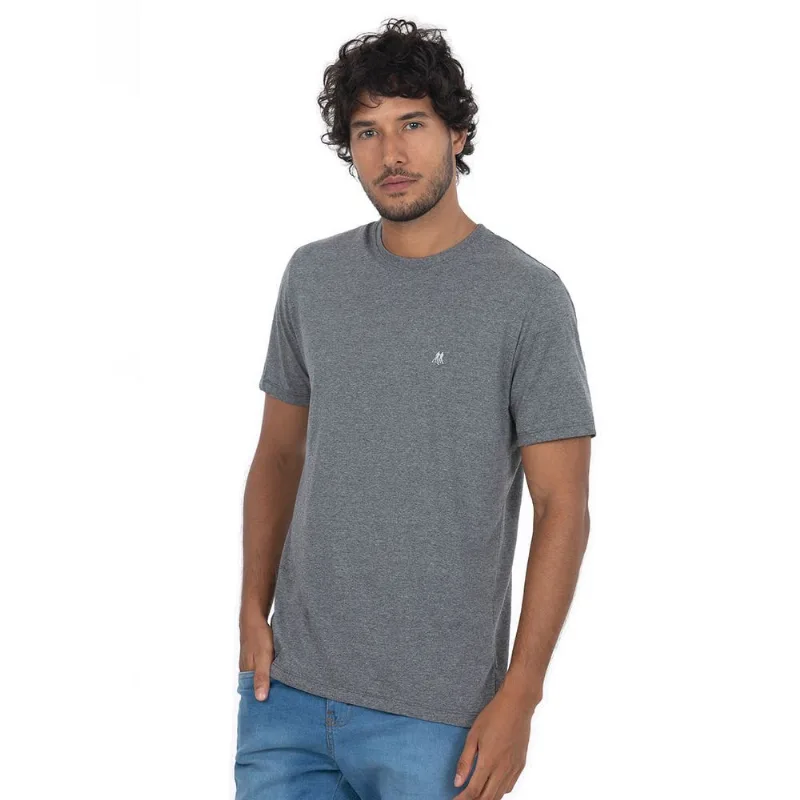 Camiseta Masculina Bordado Off White Mescla Escuro Polo Wear Cinza GG