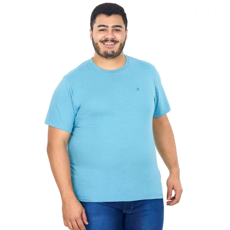 Camiseta Mmasculina Over Gc Bordado Polo Wear Azul Claro G4